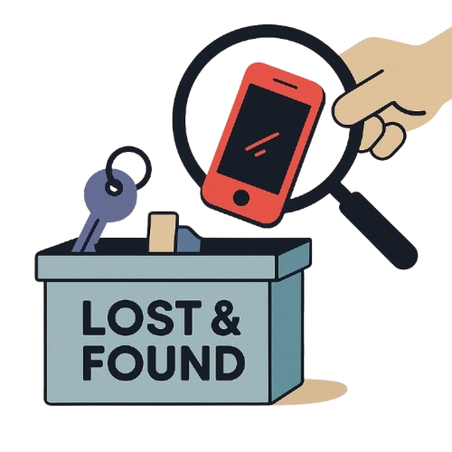 Lost and Found box with magnifying glass